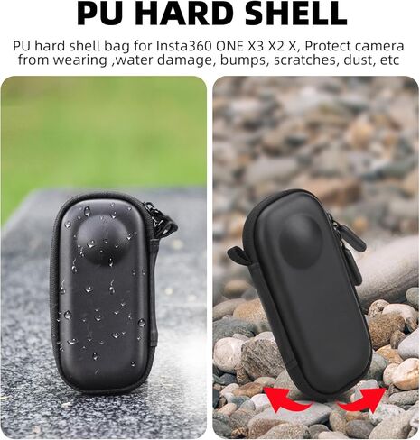 حقيبة حمل صغيرة لجهاز Insta360 X3/X2، حافظة واقية محمولة من جلد البولي يوريثان وبطانة من القطيفة، حقيبة تخزين مقاومة للخدش والغبار لملحقات كاميرا الحركة (رمادي)... in Kuwait