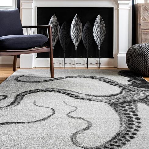 nuLOOM Adrienne Octopus Accent Rug, 3x5, Grey in Saudi Arabia