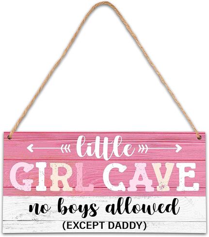 Magic Unicorn Little Girl Cave Sign, Blush Pink Room Wall Decor Wooden Sign for Girls, Home Bedroom Nursery Rustic Hanging Sign, Set of 1 Wooden Sign with Rope -A06 in Saudi Arabia