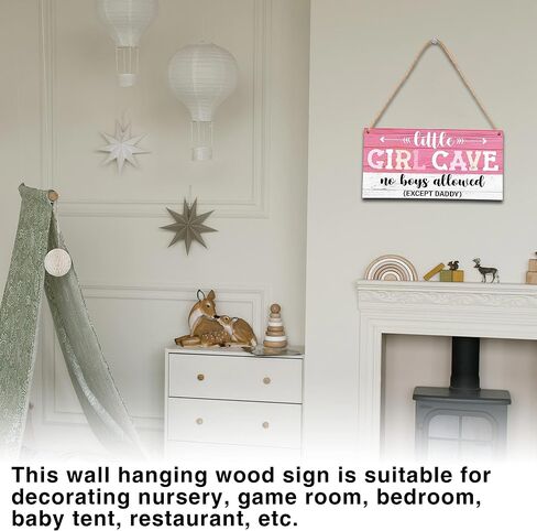 Magic Unicorn Little Girl Cave Sign, Blush Pink Room Wall Decor Wooden Sign for Girls, Home Bedroom Nursery Rustic Hanging Sign, Set of 1 Wooden Sign with Rope -A06 in Saudi Arabia