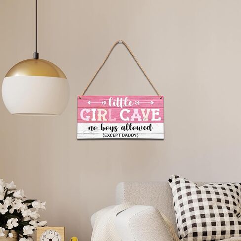 Magic Unicorn Little Girl Cave Sign, Blush Pink Room Wall Decor Wooden Sign for Girls, Home Bedroom Nursery Rustic Hanging Sign, Set of 1 Wooden Sign with Rope -A06 in Saudi Arabia
