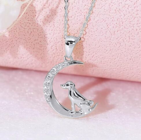 SISGEM 14k Gold Dog and Moon Pendant Necklace for Women, Real 14 Karat Gold Jewelry for Wife/Girlfriend, Birthday Gifts for Her, 16-18 Inch in Saudi Arabia