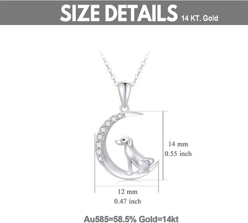 SISGEM 14k Gold Dog and Moon Pendant Necklace for Women, Real 14 Karat Gold Jewelry for Wife/Girlfriend, Birthday Gifts for Her, 16-18 Inch in Saudi Arabia