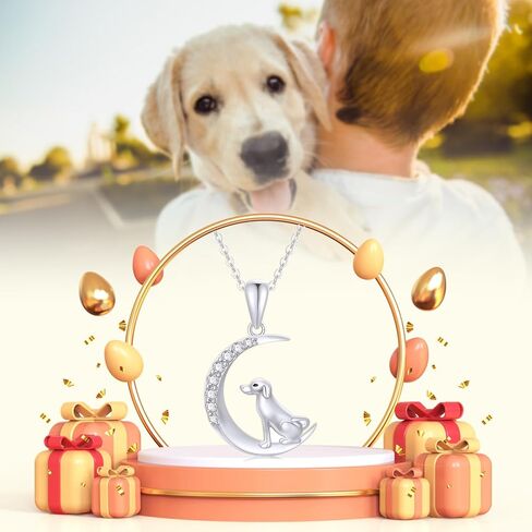 SISGEM 14k Gold Dog and Moon Pendant Necklace for Women, Real 14 Karat Gold Jewelry for Wife/Girlfriend, Birthday Gifts for Her, 16-18 Inch in Saudi Arabia