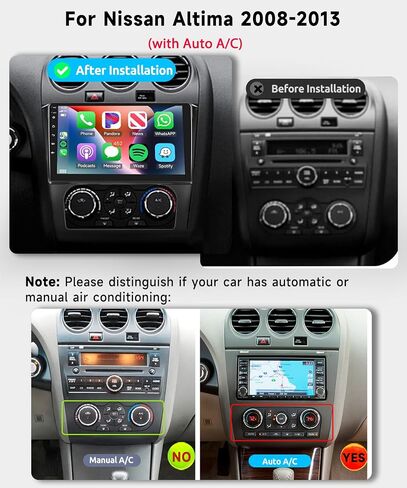 8-core 2G+64G Android Car Radio for Nissan Altima 2008 2009 2010 2011 2012, Wireless Carplay Android Auto Car Stereo, 9" IPS Touchscreen with WiFi, GPS, Bluetooth,FM/RDS, 32EQ DSP, Rear Camera in Saudi Arabia