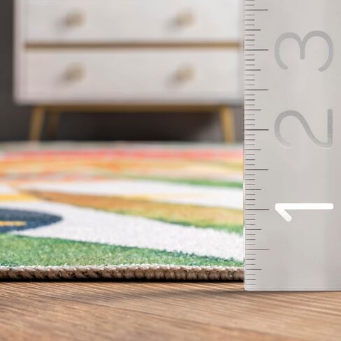 nuLOOM Amelia Machine Washable Tropical Ultra Thin Runner Rug, 2' 6" x 8', Green in Saudi Arabia