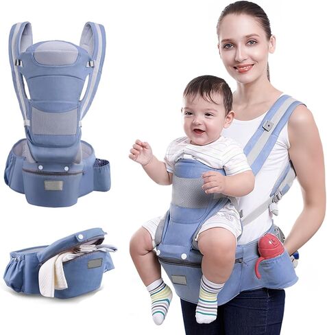 Baby Carrier, YYKINS Newborn to Toddler Carriers with Hip Seat for 6-48 Month Baby, Infant Carrier Soft Baby Holder Carrier with Extra Waistband Extender, All Positions Kids Carrier for All Seasons in Saudi Arabia