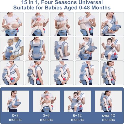 Baby Carrier, YYKINS Newborn to Toddler Carriers with Hip Seat for 6-48 Month Baby, Infant Carrier Soft Baby Holder Carrier with Extra Waistband Extender, All Positions Kids Carrier for All Seasons in Saudi Arabia