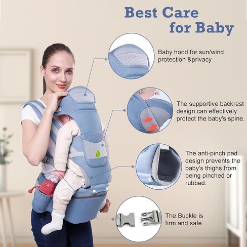 Baby Carrier, YYKINS Newborn to Toddler Carriers with Hip Seat for 6-48 Month Baby, Infant Carrier Soft Baby Holder Carrier with Extra Waistband Extender, All Positions Kids Carrier for All Seasons in Saudi Arabia
