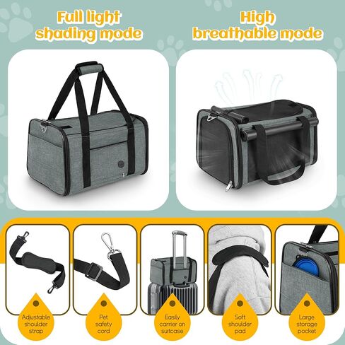 WOYYHO Shading Pet Cat Carrier with Wheels Airline Approved Rolling Pet Carrier for Small Medium Dog Cat Carrier on Wheels for Flight with Telescopic Handle and Silent Wheels, Black in Kuwait