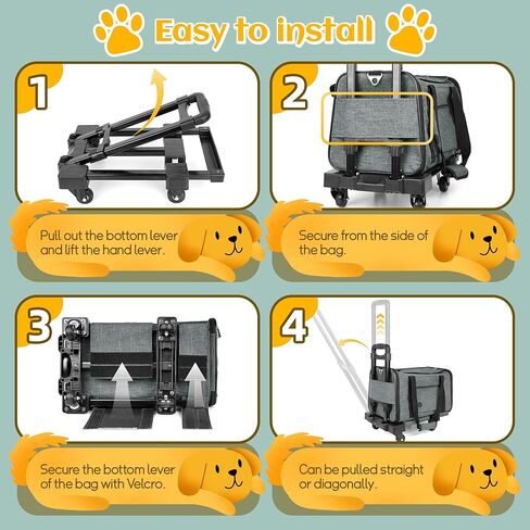 WOYYHO Shading Pet Cat Carrier with Wheels Airline Approved Rolling Pet Carrier for Small Medium Dog Cat Carrier on Wheels for Flight with Telescopic Handle and Silent Wheels, Black in Kuwait