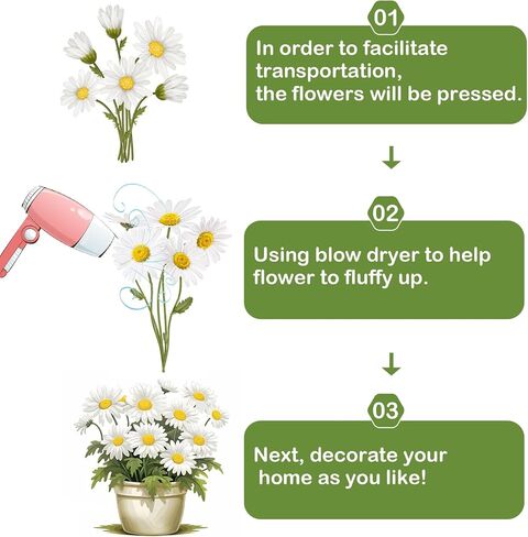 Artificial Silk Daisy Flowers,6 Bundle Silk Daisy, Artificial Daisy for Home Decoration, Fake Wildflowers Spring Flowers for Wedding Outdoor and Indoor Decoration (6, Multiple Color) in Saudi Arabia