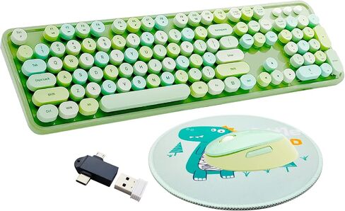 مجموعة لوحة مفاتيح وماوس لاسلكية، مجموعة آلة كاتبة مريحة ولطيفة بحجم كامل USB لوحة مفاتيح لاسلكية وماوس للألعاب والمكتب (برتقالي) in Saudi Arabia