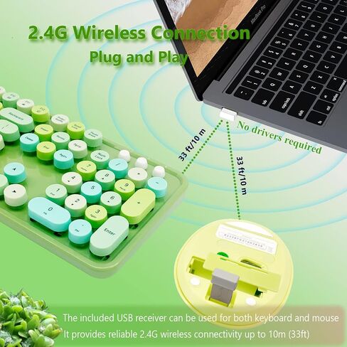 مجموعة لوحة مفاتيح وماوس لاسلكية، مجموعة آلة كاتبة مريحة ولطيفة بحجم كامل USB لوحة مفاتيح لاسلكية وماوس للألعاب والمكتب (برتقالي) in Saudi Arabia