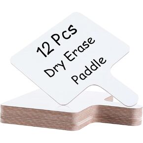 12 PCS 8 x 10 Inch Dry Erase Paddle, Handheld Wooden White Board Double Sided Dry Erase Signs Auction Paddles for Students Classroom Office Meeting Voting Answers Shower Games Party (12)