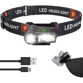 DLHONORV Headlamp, Rechargeable Motion Sensor Cap Visor Light - 300 Lumens LED Clip on Hat Light - Rotatable Clip Flashlight for Cycling Fishing Hunting Running Camping Reading