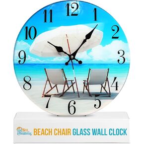 ساعة حائط زجاجية على شكل حورية البحر جديدة 13"X 13" لديكور المنزل على الشاطئ البحري البحري البحري in Kuwait