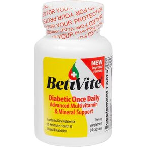 BetiVite Diabetic Multivitamin, Improves Nerve Function & Eye Health, Contains Vitamin C & Chromium for Healthy Sugar Levels, 30 Day Supply (30 caplets)