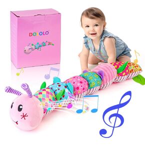 Baby Toys for 0-6 Months - Musical Sensory Developmental Stuff Animal Toy with Rattle Teether Ruller and BB Device, Chameleon Soft Toy Gift for Newborn Infant Boys Girls (Green)