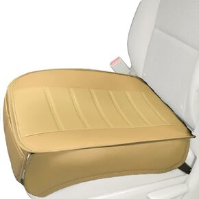 Car Seat Cushion, 1PC Edge Wrapping Car Interior PU Leather Car Seat Cushions Protector Front Car Seat Covers, Single Seat Cushion Cover Pad Mat for Auto Four-door sedan & SUV Driver Seat(Beige)