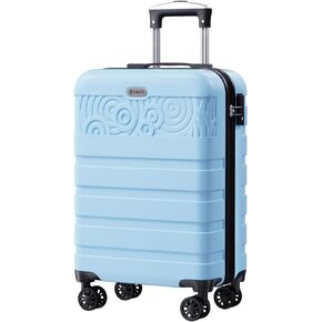 Krute Carry On Luggage with Spinner Wheels, 20-Inch Hard Shell Suitcase PC ABS TSA Lock Lightweight LightBlue
