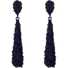 Long Teardrop Dangle Drop Earrings for Women Girls Gold Silver Plated Bohemian Statement Embossed Alloy Frosting Large Waterdrop Geometric Chain Earrings for Prom Party Jewelry Gifts