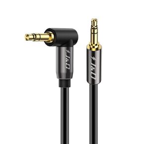 J&D 3.5mm Stereo Audio Aux Jack to Jack Gold Plated Cable 90 Degree Right Angle Compatible for iPhone, Galaxy, Speakers or All Other Devices, 12 Feet