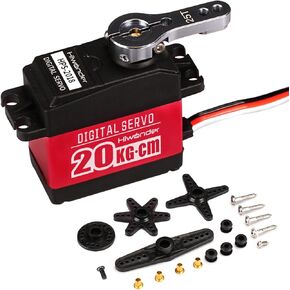 25KG RC Servo High Torque Servo Motors, Waterproof Full Metal Gear Steering Servo for 1/6 1/8 1/10 1/12 RC Car Robot DIY, Digital Servo with 25T Servo Horn, Control Angle 180°