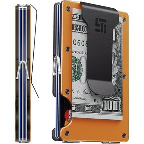 Tigerstone Slim Wallet for Men RFID Blocking Wallet, Mens Small Card Holder, Metal Money Clip, Credit Card Holder, Minimalist Aluminum Men Card Wallets, Easily Removable Cards Navy Blue