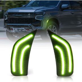Amber LED Side Marker Lights for 2021 2022 2023 Chevy Tahoe Suburban GMC Yukon XL Denali Cadillac Escalade ESV Smoked Lens Front Fender Turn Signal Lamps, Pack of 2