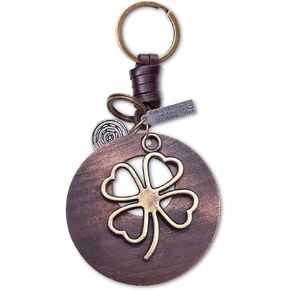AuPra Star KeyChain Gift Women & Men Leather KeyRing Home Car Keys Holder Ladies Present