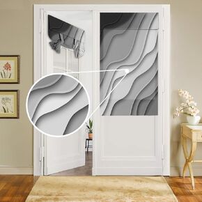 Door Curtains for Door Windows, Ombre Stripes Turquoise Brown Door Window Curtains for French Glass Door, Privacy Thermal Insulated Tie Up Door Shades, Abstract Striped Door Curtains 26 x 70 inch