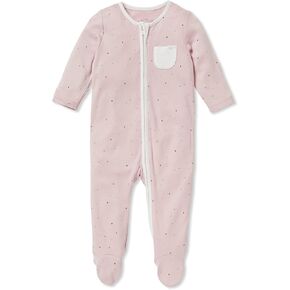 MORI Baby Clever Zip Pajamas in White - Unisex Two Way Zipped Romper - Footed 3-6 Months