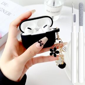 for Airpods Pro 2/1 Case, Cute Protective Hard Case Cover Portable & Shockproof Women Girls Men with Keychain for Airpods Pro 2nd/1st Generation Case (Black Leopard)