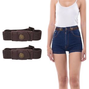 DIVINA VITAE No Buckle Belt Men Women, Adjustable No Buckle Stretch Belt for Women, Invisible Side Belt Buckle Free Belt Comfortable Belt for Pants Shorts Dress(1 Pair)