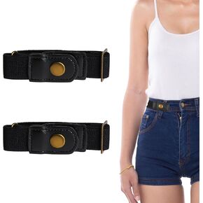 DIVINA VITAE حزام بدون إبزيم للرجال والنساء، حزام مطاطي بدون إبزيم قابل للتعديل للنساء، حزام جانبي غير مرئي بدون إبزيم حزام مريح للسراويل القصيرة والفستان (زوج واحد) in Kuwait