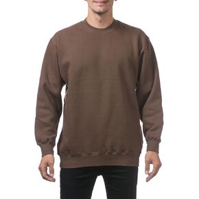 Pro Club Men's Heavyweight 13oz Crew Neck Fleece Pullover Sweatshirt, Brown, Small