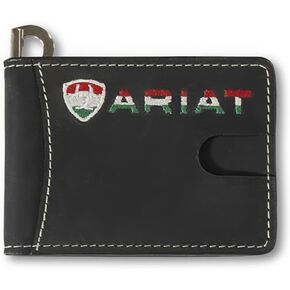 ARIAT MONEY CLIP WALLET MEXICO FLAG COLORS BLACK