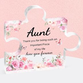 Aunt Gifts from Niece, Mothers Day Aunt Gifts, Engraved Acrylic Block Puzzle Aunt Gift 3.35 x 2.76 inch, Best Aunt Ever Gifts for Aunt Birthday Gifts Mother's Day Auntie Present