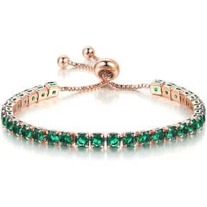 14K Gold Plated Tennis Bracelets Sparkling Cuban Zirconia Adjustable Slider Bangle Jewelry Dainty Bracelet for Women Girls