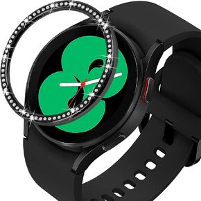 Compatible for Samsung Galaxy Watch 4 40mm Bezel Ring Crystal Bling Glitter Diamond Bezel Loop Adhesive Cover Stainless Steel Metal Bezel Protective Case Cover for Samsung Galaxy Watch 4 40mm