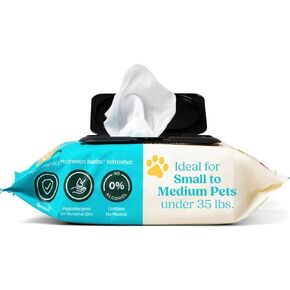 WIPEMATE Pet Grooming Wipes – No-Rinse Dog and Cat Wipes, Gentle Cleansing and Deodorizing, Hypoallergenic Wipes for Paws, Ears, Fur, and Butt - Unscented - 100 Count [4-Pack]
