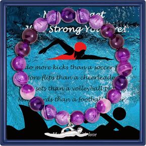 Angel's Draw Home Swimming Gift Bracelet– Cute Swimmer Pendant Charm for Women Teens Girls on a Swim Team Inspirational Message Gift for Girls with Jewelry Box