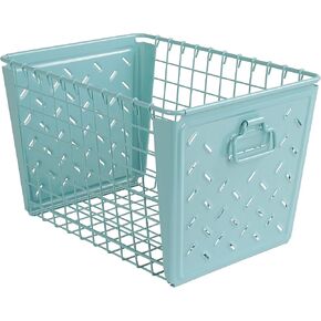 Spectrum Macklin Paw Printed Wire Basket Medium with Label Plate (White) - Storage Bin & Décor for Bathroom, Closet, Pantry, Under Sink, Toy, Shelf, Kitchen, & Nursery Organization