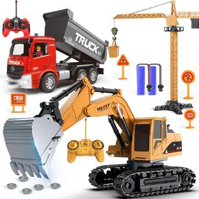 Remote Control Forklift,11 Channel Electric Rc Forklift Construction Toys,w/Boxes/Sound and Light Spray, Two Rechargeable Batteries & Charger, Engineering Car Toy Boy Gift