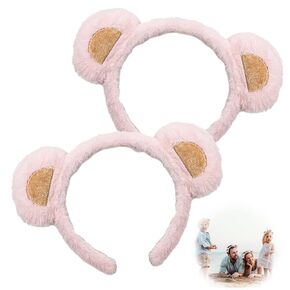 2 Pcs Bear Ears Headband Cute Party Headband Halloween Headband Animal Headband Brown Bear Ear Hair Bands Adult Child Headband Christmas Gift