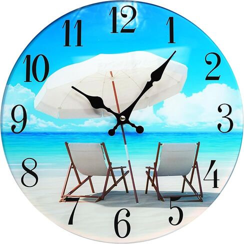 ساعة حائط زجاجية على شكل حورية البحر جديدة 13"X 13" لديكور المنزل على الشاطئ البحري البحري البحري in Kuwait