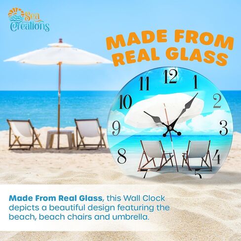 ساعة حائط زجاجية على شكل حورية البحر جديدة 13"X 13" لديكور المنزل على الشاطئ البحري البحري البحري in Kuwait