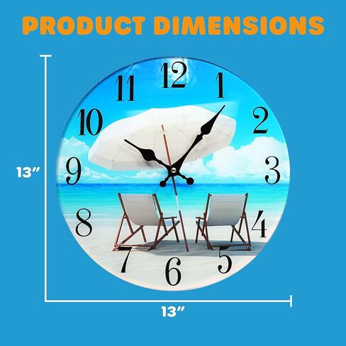 ساعة حائط زجاجية على شكل حورية البحر جديدة 13"X 13" لديكور المنزل على الشاطئ البحري البحري البحري in Kuwait