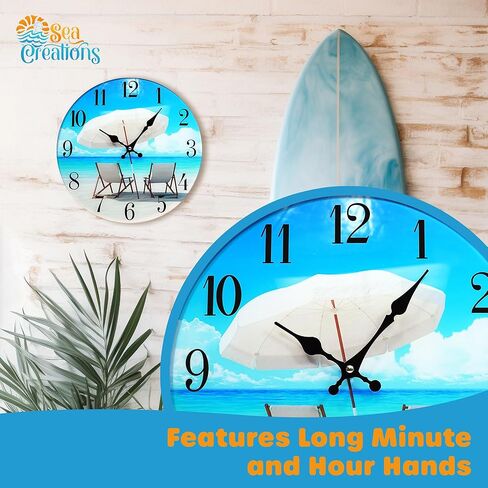 ساعة حائط زجاجية على شكل حورية البحر جديدة 13"X 13" لديكور المنزل على الشاطئ البحري البحري البحري in Kuwait